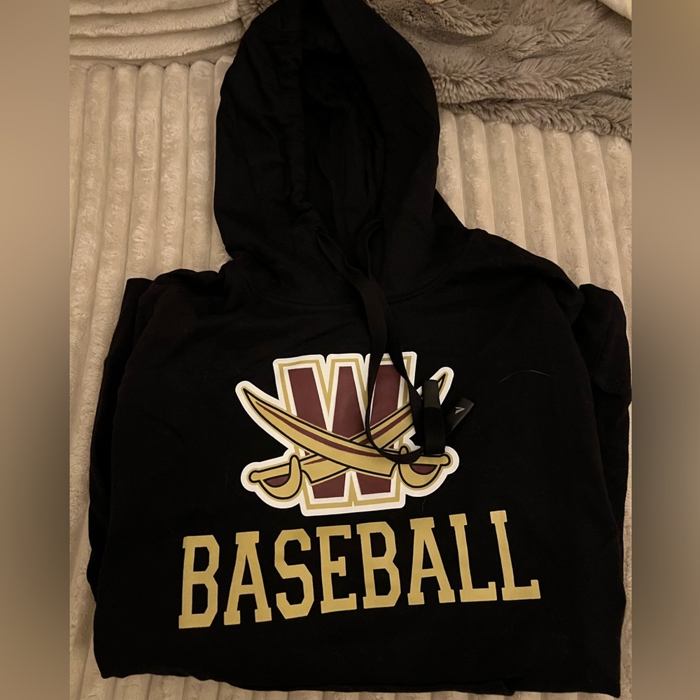 Fina Mega Sale!  Black Walsh Baseball Hoodie with Logo—NWT!